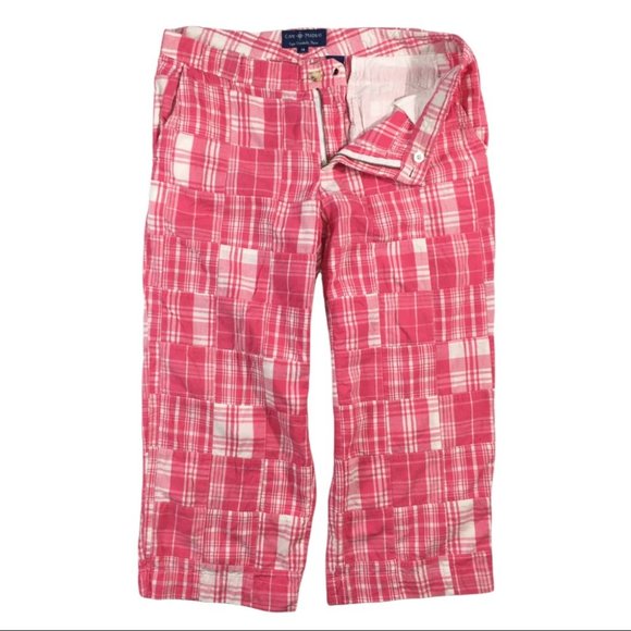 Cape Madra Pants - WJ473 Women’s Cape MADRAS Preppy Patchwork Casual Cropped Beach Pants 14